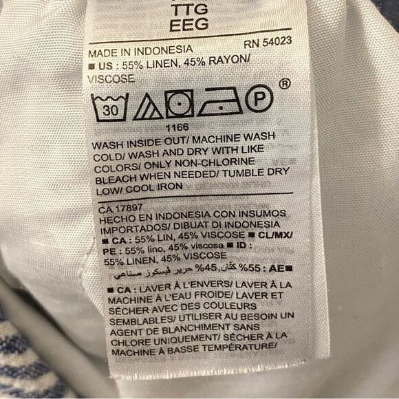 OLD NAVY Linen coastal blue Stripe Wide Leg hi rise pull on palazzo pant XXL - Picture 12 of 13